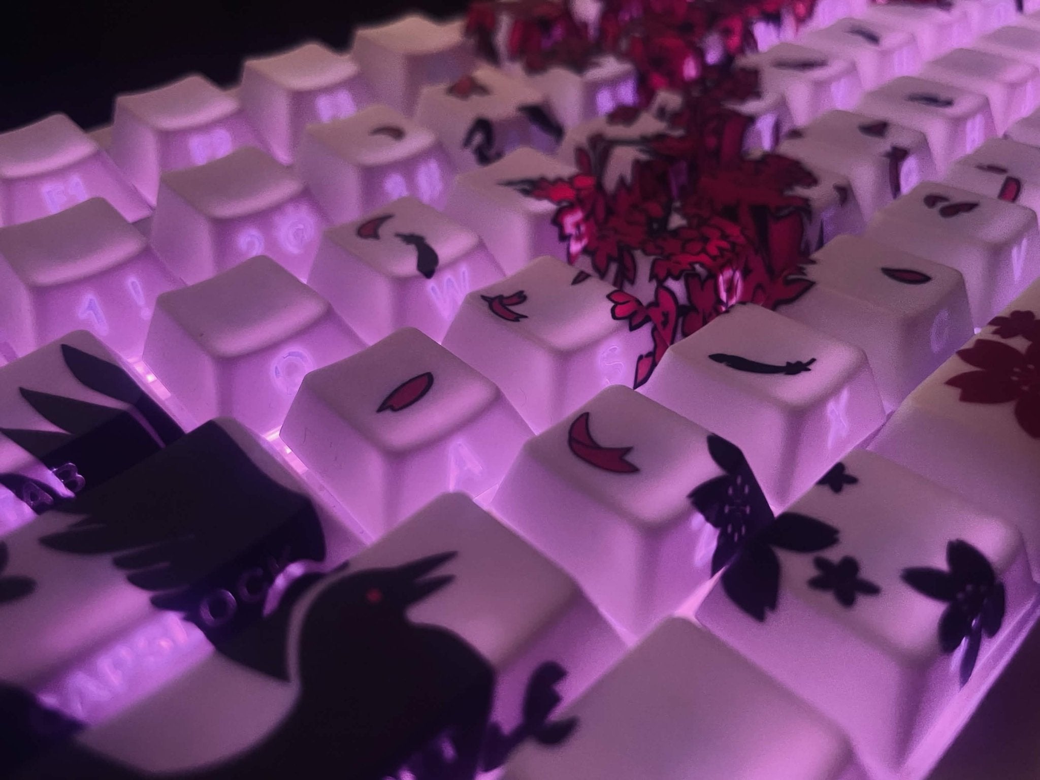 Inari Crimson Ink Raven - Kitsune Spirit PBT - DreamScapeGear