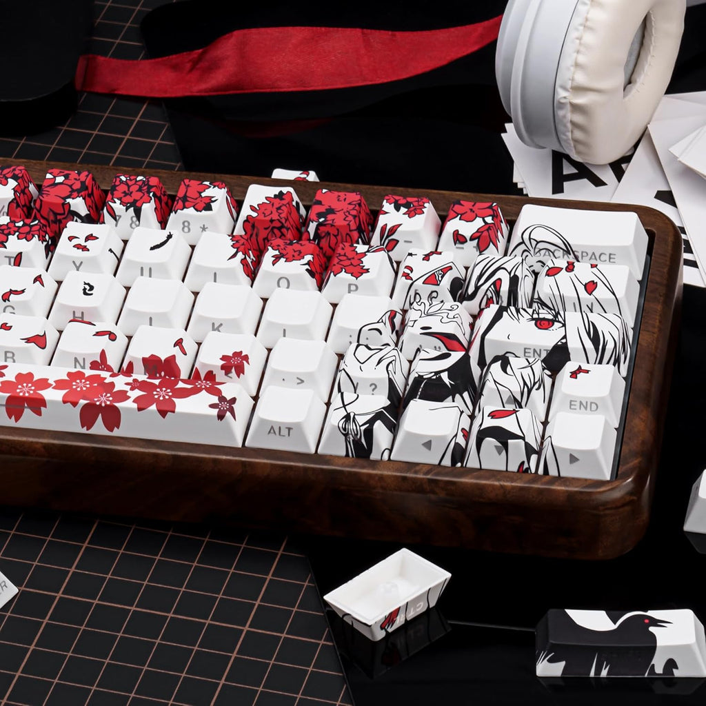 Inari Crimson Ink Raven - Kitsune Spirit PBT - DreamScapeGear